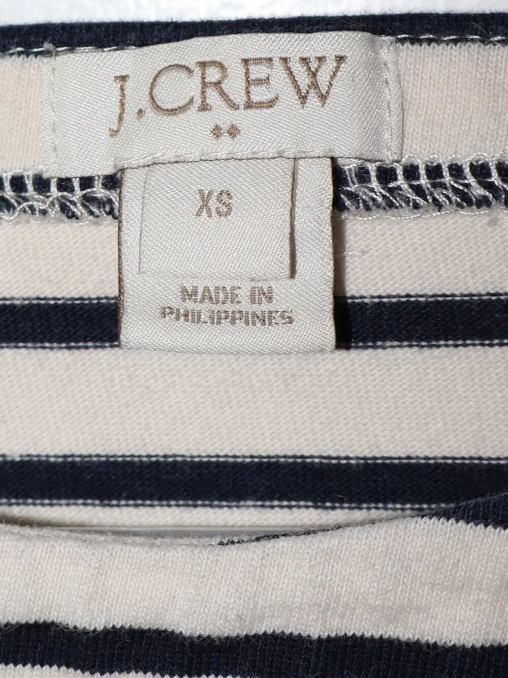 J.Crew Striped Long Sleeve Boat Neck Top Navy & Ivory XS